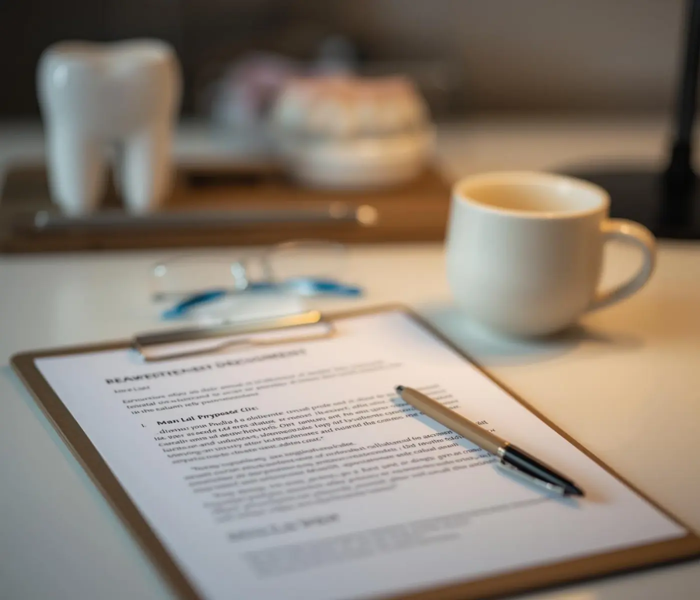 Dental records and tooth models representing dental negligence claims.